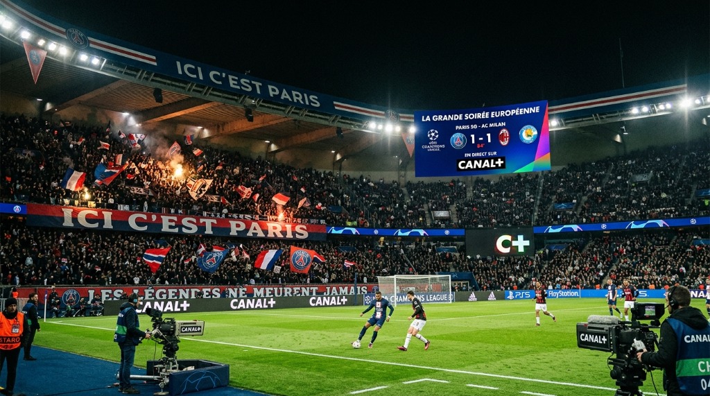 Un visuel évoquant les grandes soirées européennes de Ligue des Champions, lié à Canal+